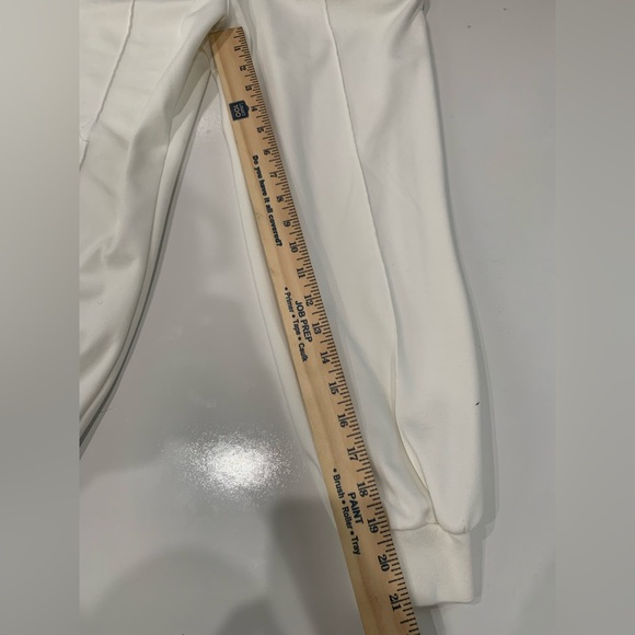 Prada White Cotton Jogger Pants Women’s Large Grey Side Stripe Emblem wom size L - Picture 12 of 15